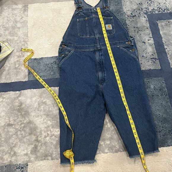 Carhartt Overalls Bib Mens Size 36x32 Workwear Carpenter Blue Denim Logo - Picture 3 of 16